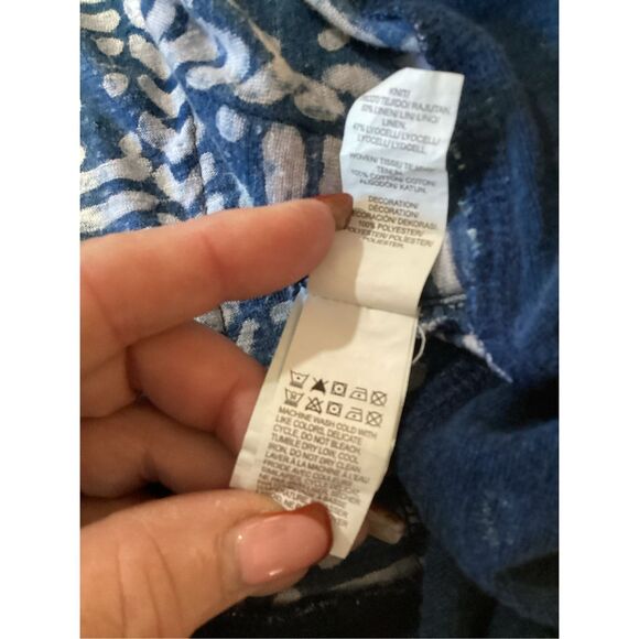 Lucky Brand Boho Midi Dress Sz 2X Indigo Embroidered Flowy - Picture 9 of 9